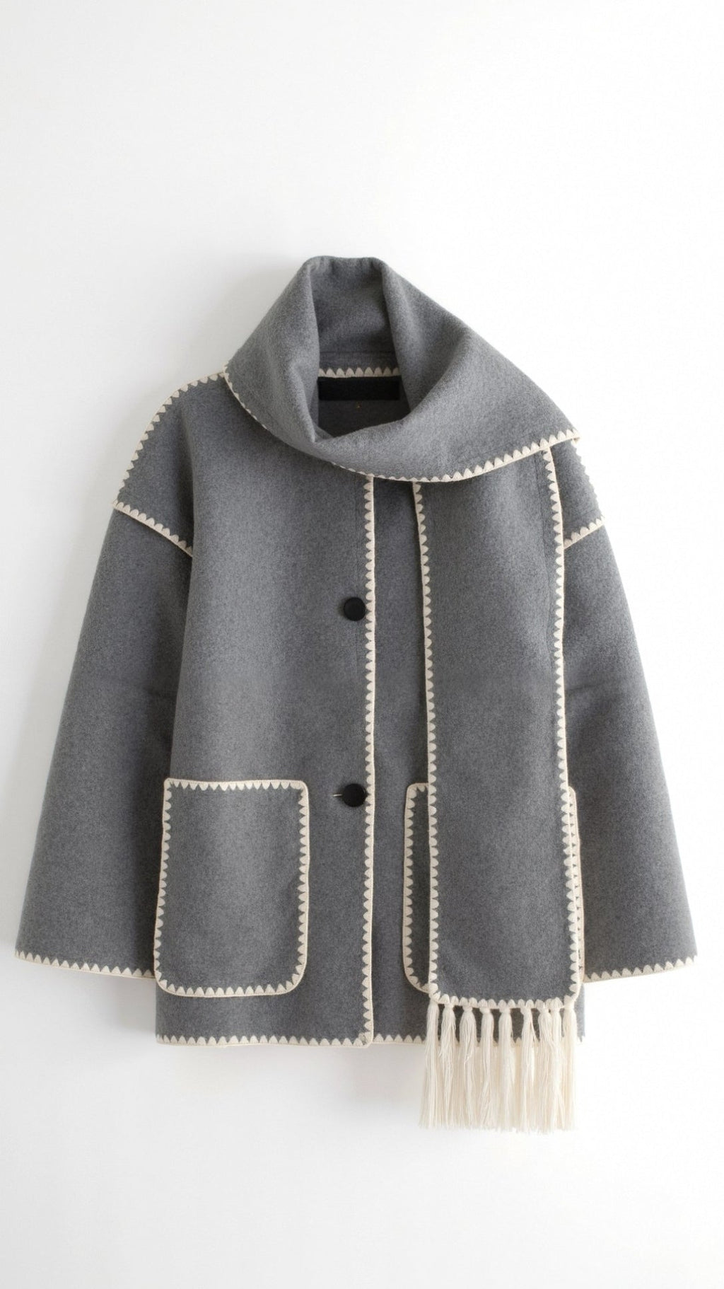 Catherine | Schaljacke im Wickeldesign mit Modischen Kontrastbesätzen 2