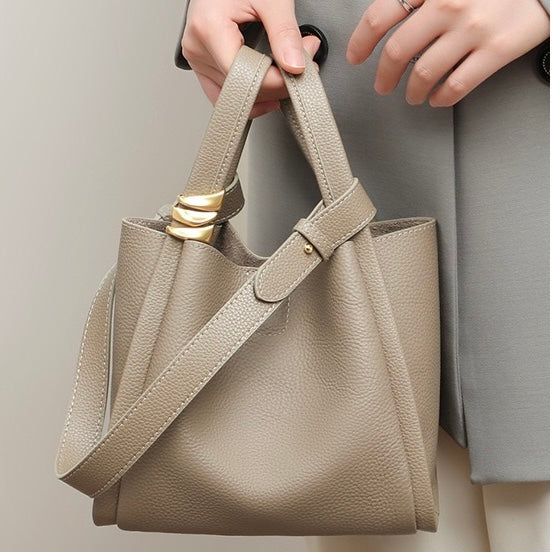 Elegante Mini-Umhängetasche Damen aus Echtem Leder | Praktische Crossbody Bag in Gelb und Taupe 10