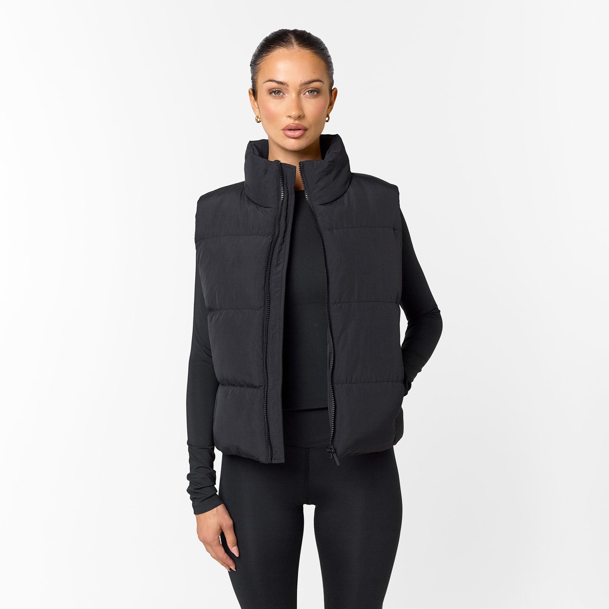 Elegante Steppweste Lang Damen in Schwarz | Stilvolles Layering-Element mit Stehkragen 0